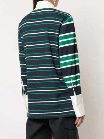 Shop Monse Striped Twisted Rugby Top In Blue