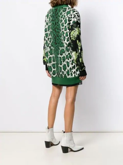 Shop Msgm Oversized Cardigan In Green