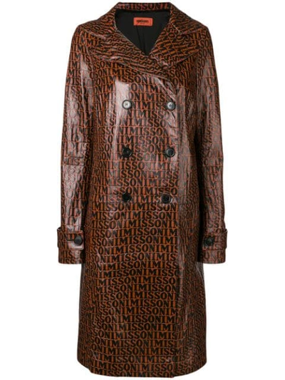 Shop Missoni Leather Trench Coat - Brown