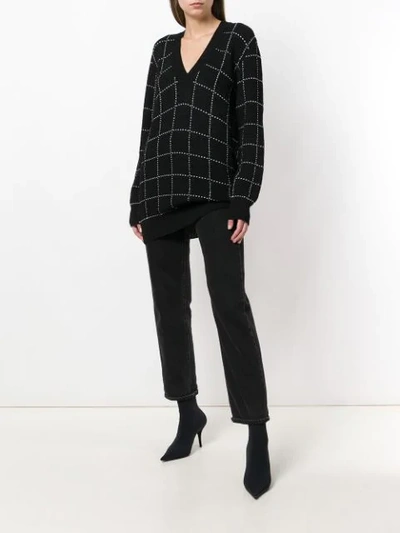 Shop Balmain Grid Pattern V In Black