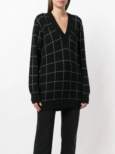 Shop Balmain Grid Pattern V In Black