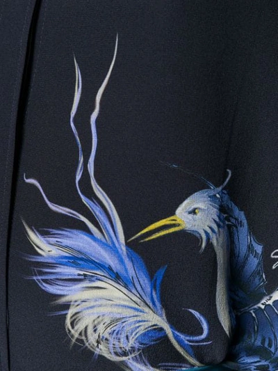 Shop Givenchy Bird Print Silk Shirt In Blue