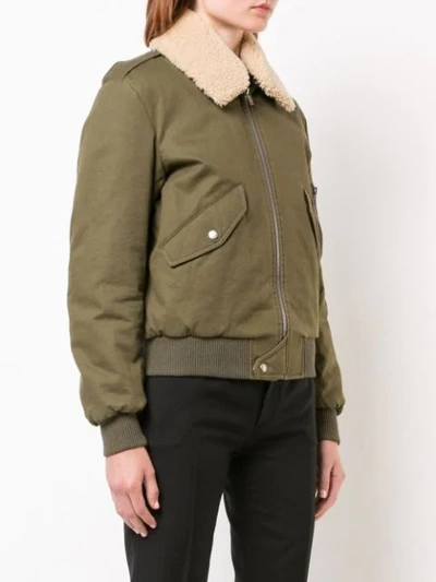 Shop Saint Laurent Army Bomber Jacket In Green