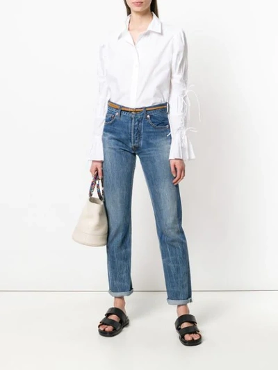 Shop Frame Laced-cuff Point-collar Shirt In White