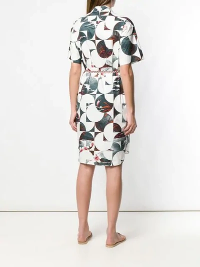 Shop Odeeh Geometric Printing Shirt Dress In White