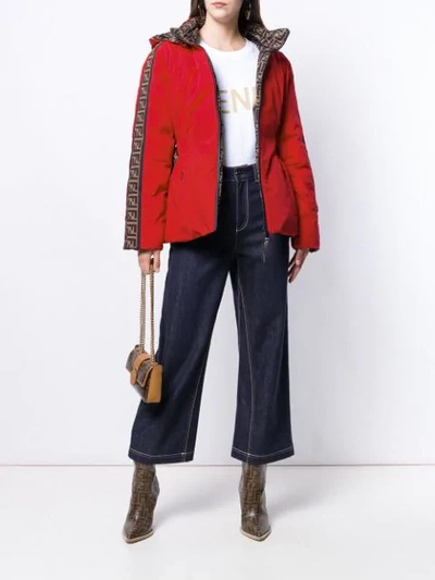 Shop Fendi Quilted Ff Logo Coat In F16wv Red