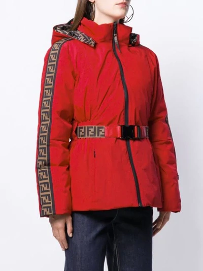 Shop Fendi Quilted Ff Logo Coat In F16wv Red