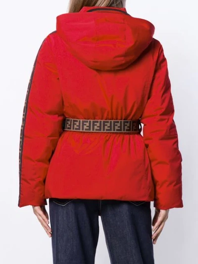 Shop Fendi Quilted Ff Logo Coat In F16wv Red