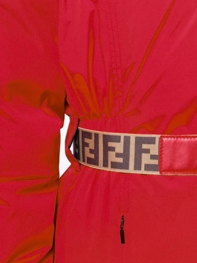 Shop Fendi Quilted Ff Logo Coat In F16wv Red