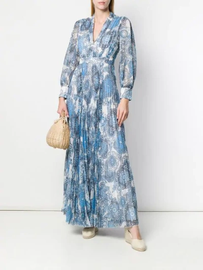 ALICE+OLIVIA FLORAL PRINT MAXI DRESS - 蓝色