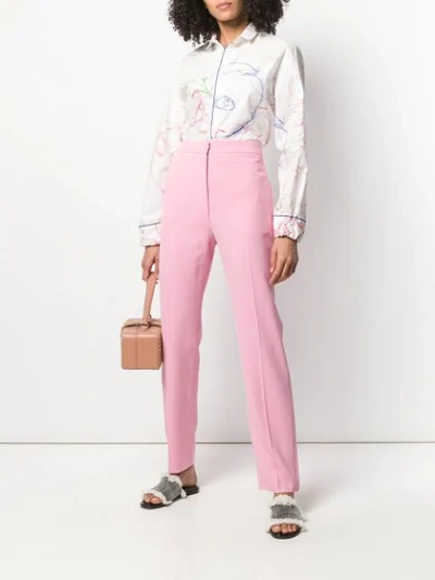 Shop Loewe Twill Slim Trousers In Pink