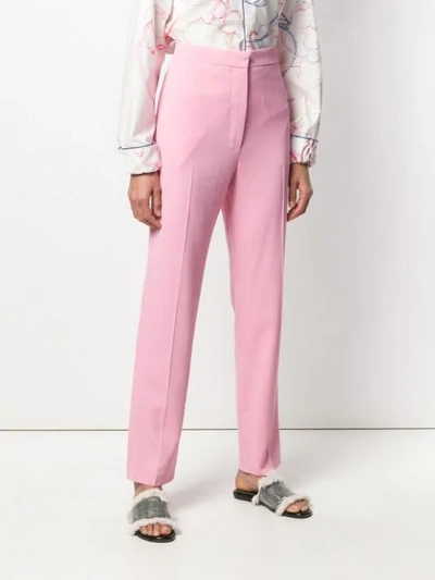 Shop Loewe Twill Slim Trousers In Pink