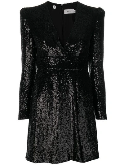 Shop A.l.c Metallic Sequin Dress In Black