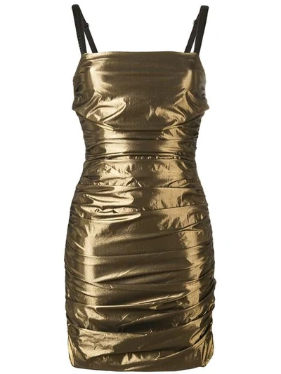 Shop Dolce & Gabbana Fitted Mini Dress In Metallic