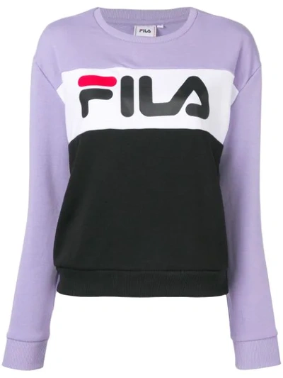 Shop Fila Crew Neck Sweater In Purple