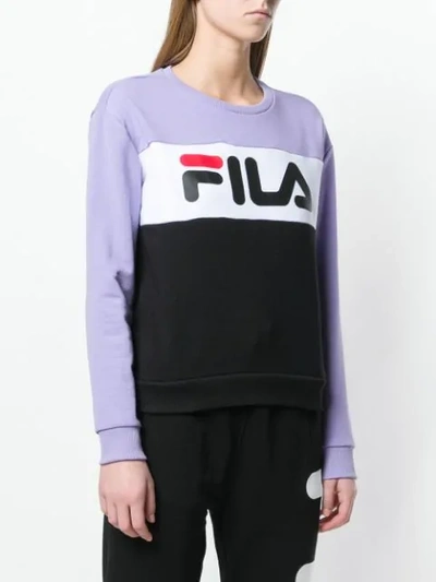 Shop Fila Crew Neck Sweater In Purple