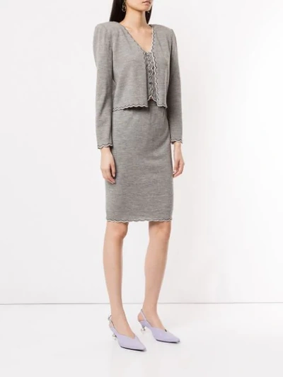 Pre-owned Valentino Jacket, Vest And Skirt Suit In Grey