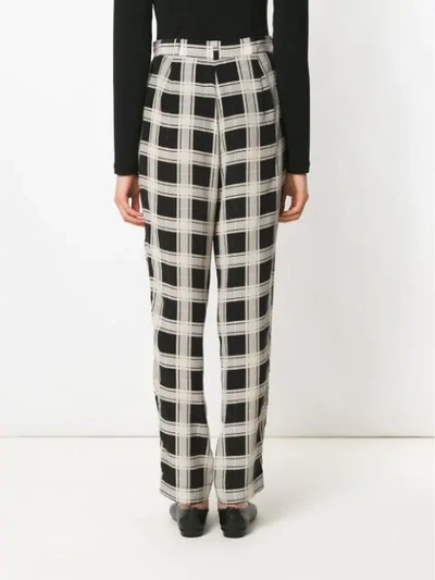 Shop Andrea Marques Silk Checked Trousers In Black