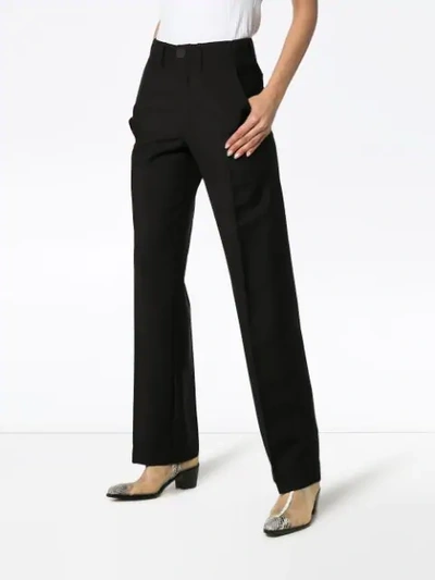 Shop Loewe Wool Straight Leg Tailored Trousers In Black
