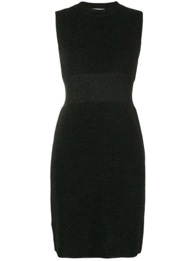 Shop Moschino Ribbed Lurex Dress In Black