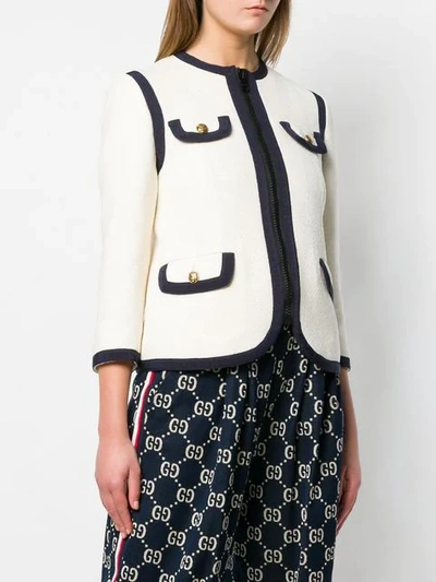 Shop Gucci Vintage-inspired Tweed-style Jacket In 9284 White