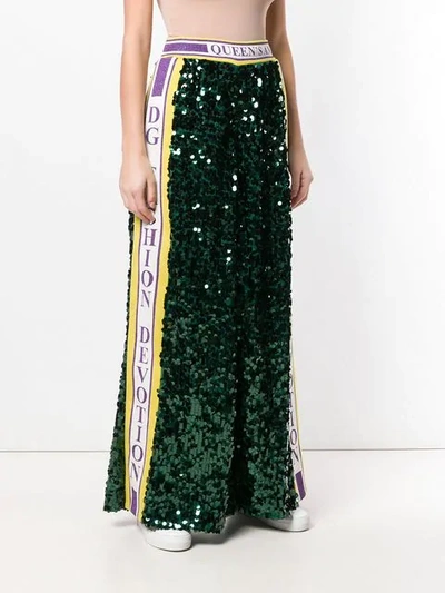 DOLCE & GABBANA FASHION DEVOTION SEQUINNED TROUSERS - 绿色