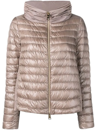 Shop Herno Contrast Panels Padded Jacket In Neutrals