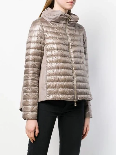 Shop Herno Contrast Panels Padded Jacket In Neutrals