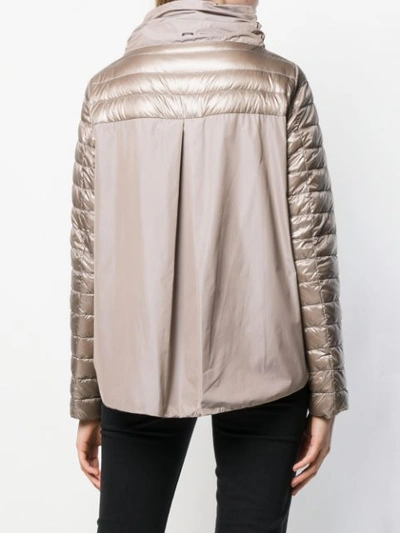 Shop Herno Contrast Panels Padded Jacket In Neutrals
