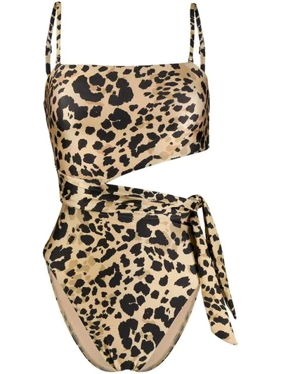 Shop Zimmermann Leopard Print Swimsuit - Brown