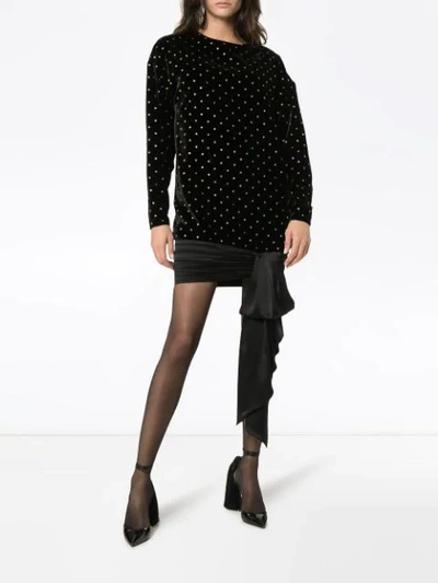 Shop Alexandre Vauthier Polka Dot Wool And Velvet Mini-dress - Black