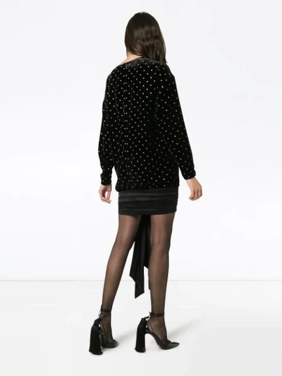 Shop Alexandre Vauthier Polka Dot Wool And Velvet Mini-dress - Black