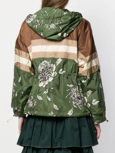 Shop Moncler Floral Print Rain Jacket In Green