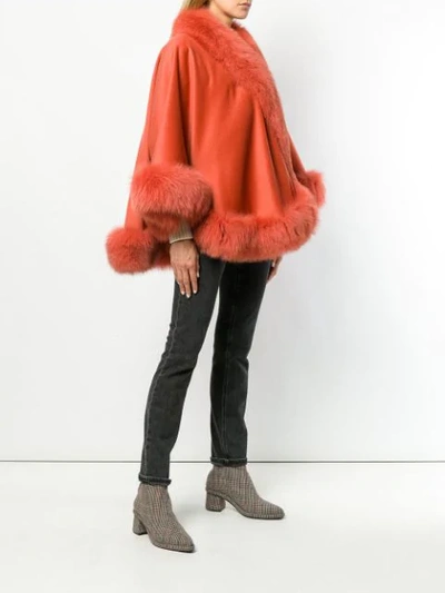Shop Liska Oversized Fur-trimmed Coat In Terracotta