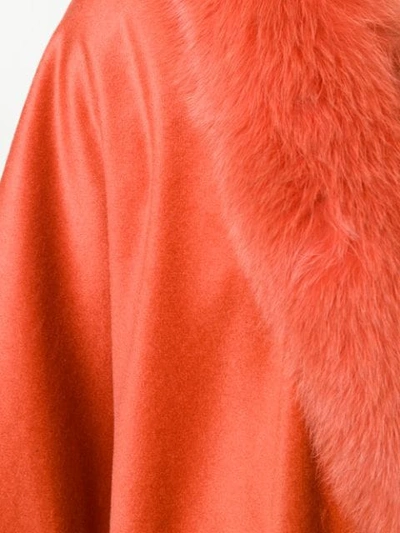 Shop Liska Oversized Fur-trimmed Coat In Terracotta