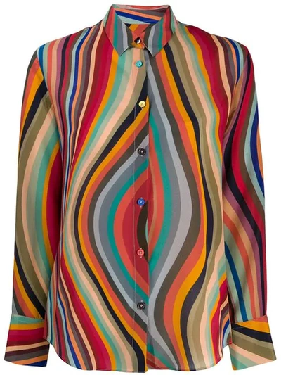 Shop Ps By Paul Smith Wave Pattern Shirt In Red