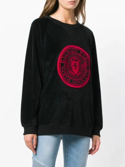Shop Balmain Graphic Sweatshirt In Black