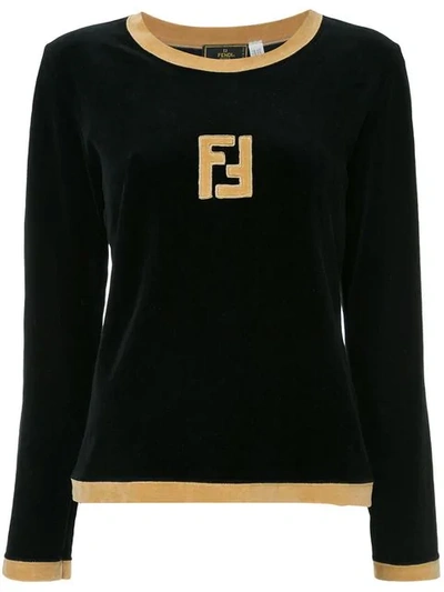 Pre-owned Fendi Long Sleeve Fitted Sweatshirt In Black