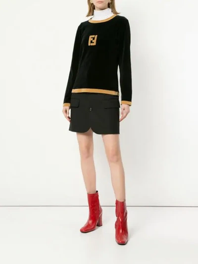 Pre-owned Fendi Long Sleeve Fitted Sweatshirt In Black