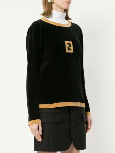 Pre-owned Fendi Long Sleeve Fitted Sweatshirt In Black