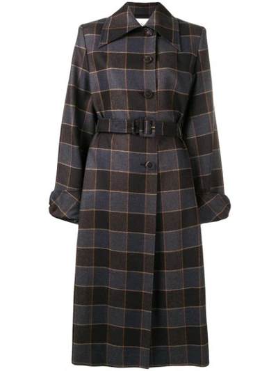 MULBERRY CHECK SINGLE BREASTED COAT - 棕色