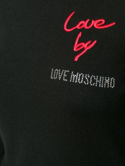 Shop Love Moschino Logo Patch Fitted Sweater - Black