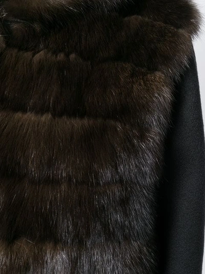 Shop Liska Hooded Fur Coat In Brown