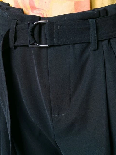 Shop Vince Belted Pleat Detailed Shorts - Blue