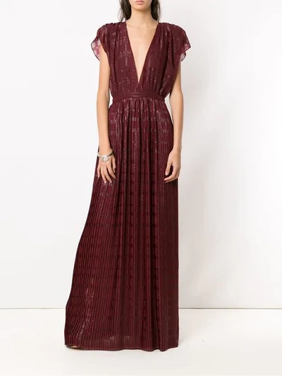 Shop À La Garçonne Pleated Long Dress In Red