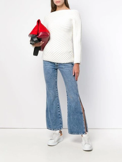 Shop Maison Margiela Cropped Flared Jeans In Blue