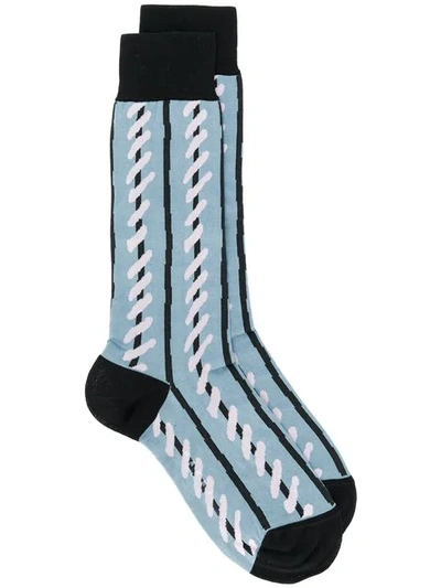 Shop Marni Striped Knit Socks In Blue