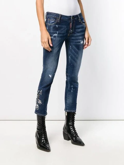 Shop Dsquared2 Cropped Skinny Jeans In Blue