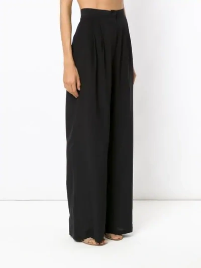 ADRIANA DEGREAS SILK PALAZZO PANTS - 黑色