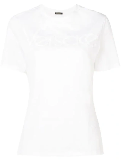 Shop Versace Jeans Tone On Tone Logo T-shirt In White